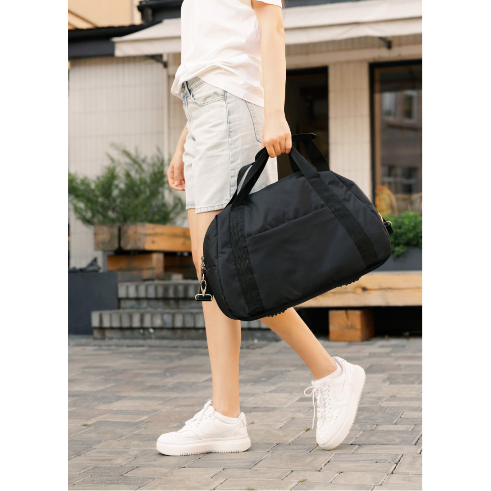 Женская спортивная сумка Sambag Vogue LQH черная тканевая 45 х 26 х 20 см (90221065)