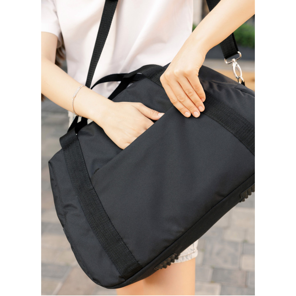 Женская спортивная сумка Sambag Vogue LQH черная тканевая 45 х 26 х 20 см (90221065)