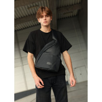 Сумка через плече слінг Sambag Brooklyn MSH чорний з перфорацією 34 х 26 х 10 см (83311301m)