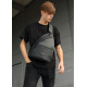 Сумка через плече слінг Sambag Brooklyn MSH чорний з перфорацією 34 х 26 х 10 см (83311301m)