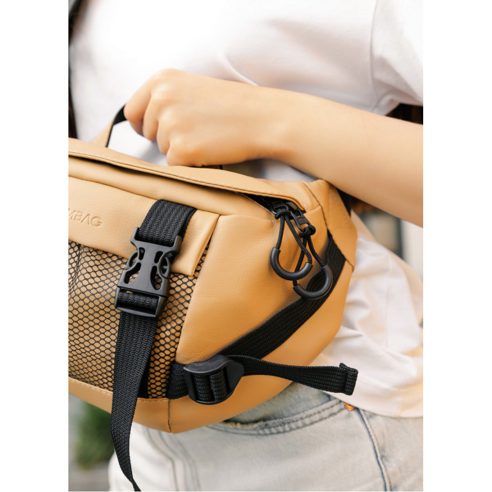 Велика жіноча поясна сумка бананка Sambag DynamicDart бежева 38 × 21 × 7 см (80411026)
