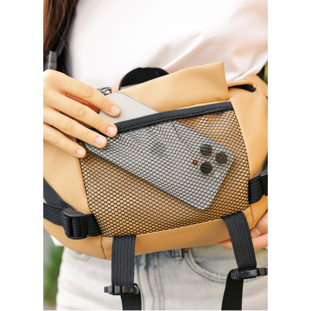 Велика жіноча поясна сумка бананка Sambag DynamicDart бежева 38 × 21 × 7 см (80411026)