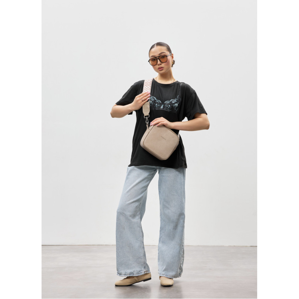 Женская кроссобди сумка Sambag Frame бежевая 20×20×8 см (50223060)