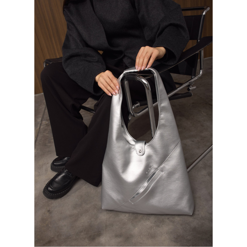 Женская сумка Sambag HOBO M серебро 35 х 40 х 8 см (53200003)