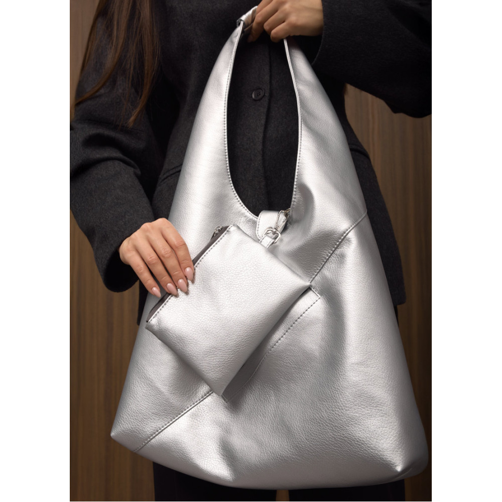 Женская сумка Sambag HOBO M серебро 35 х 40 х 8 см (53200003)