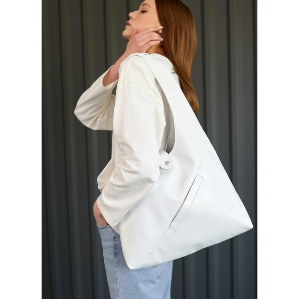 Сумка жіноча Sambag HOBO M білий 35 х 40 х 8 см (53200008)