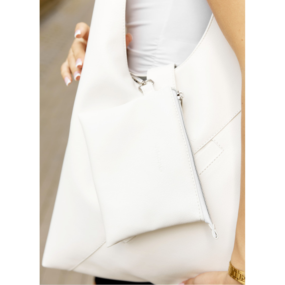 Сумка жіноча Sambag HOBO M білий 35 х 40 х 8 см (53200008)