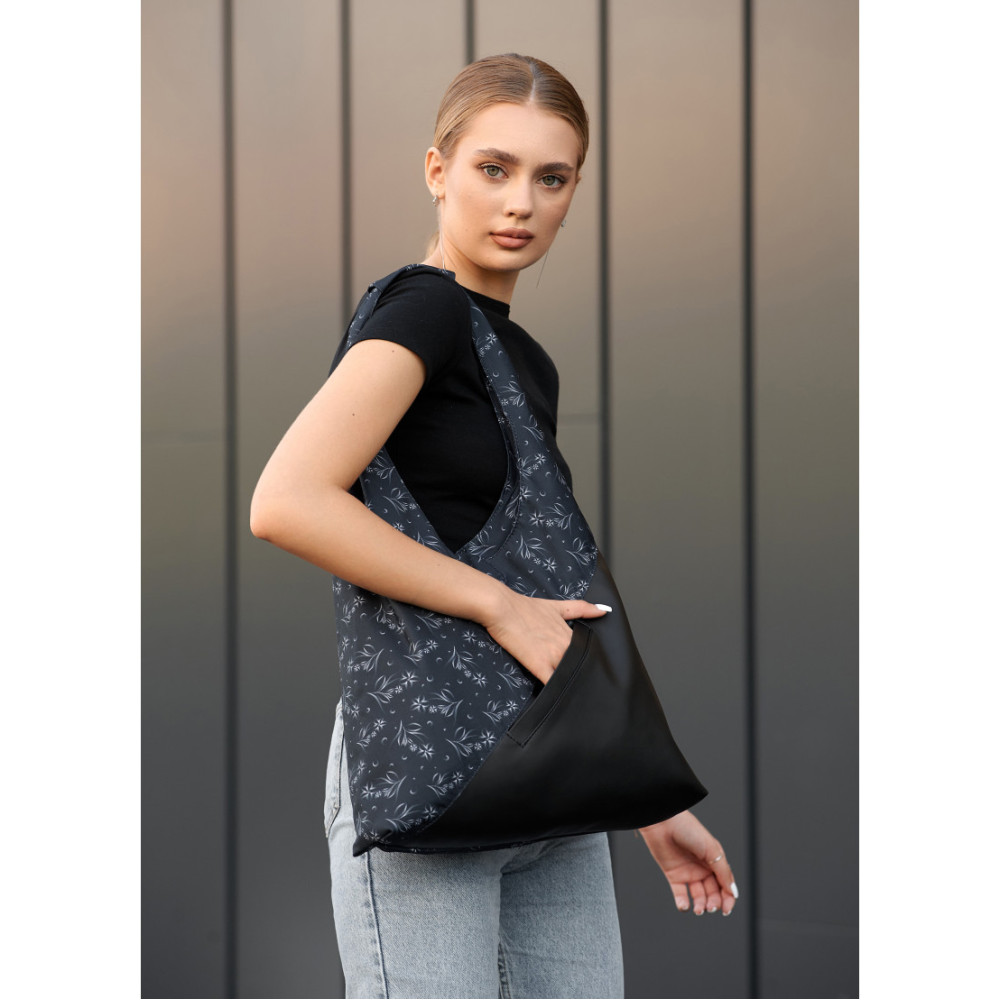 Сумка жіноча Sambag HOBO M чорна 35 х 40 х 8 см (53200702)