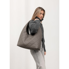 Женская сумка Sambag HOBO L серая строченая 34 х 37 х 16 см (53300039)