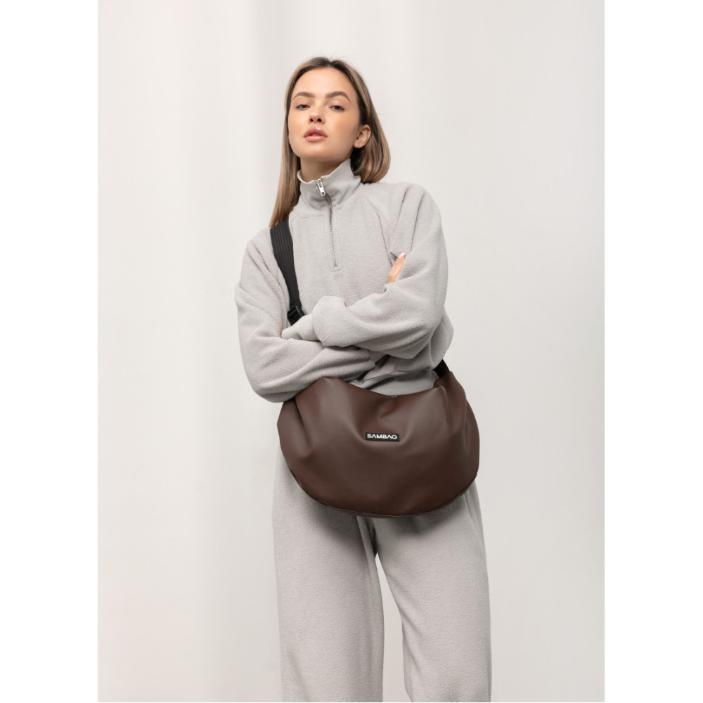 Жіноча сумка Sambag HOBO Bag-glove шоколадна 50 х 28 х 5 см (53400020)