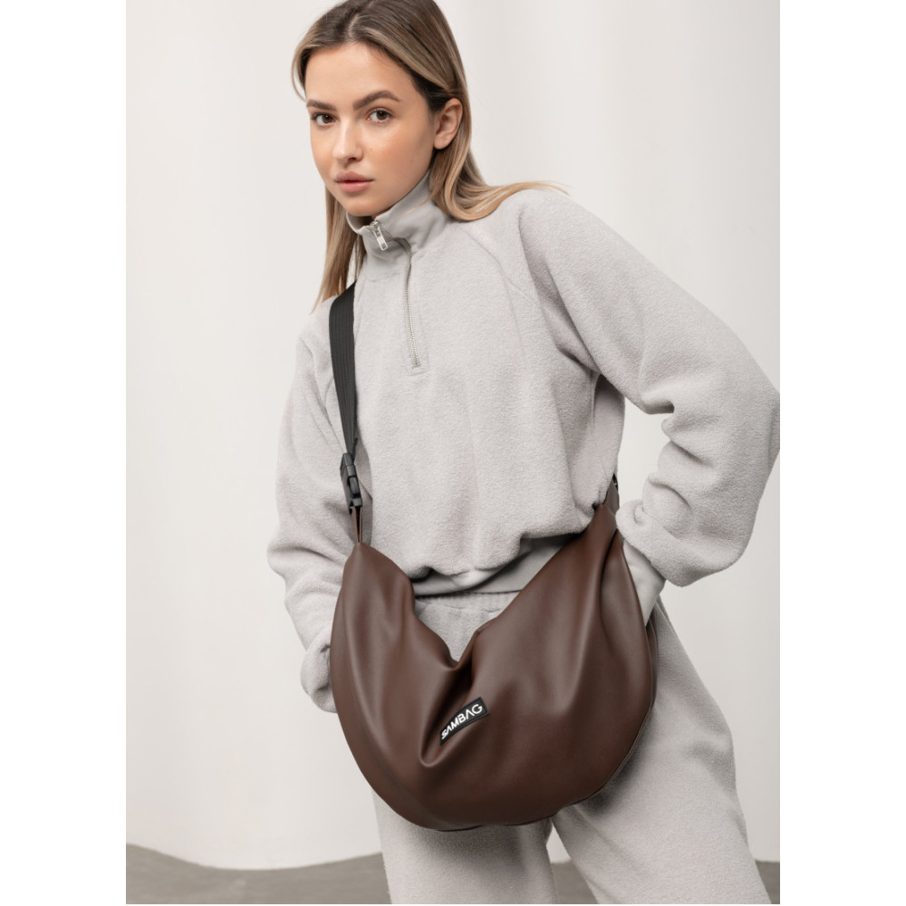 Жіноча сумка Sambag HOBO Bag-glove шоколадна 50 х 28 х 5 см (53400020)