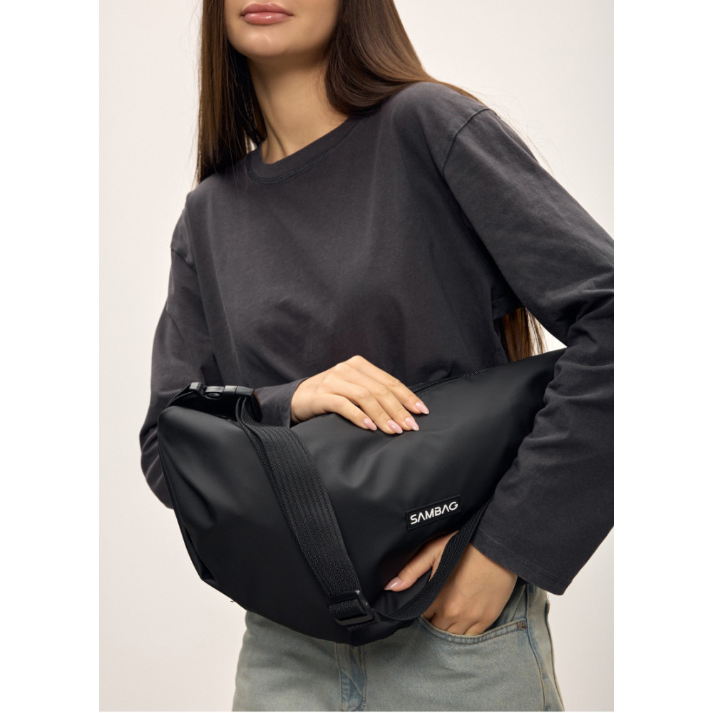 Женская сумка Sambag HOBO Bag-glove черная тканевая 50 х 28 х 5 см (53400064)