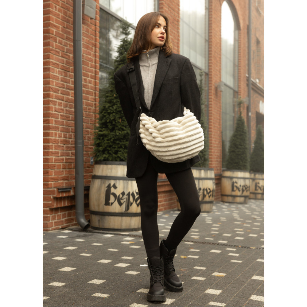 Женская сумка Sambag HOBO Bag-glove тканевая молочная 50×28×5 см (53400811)