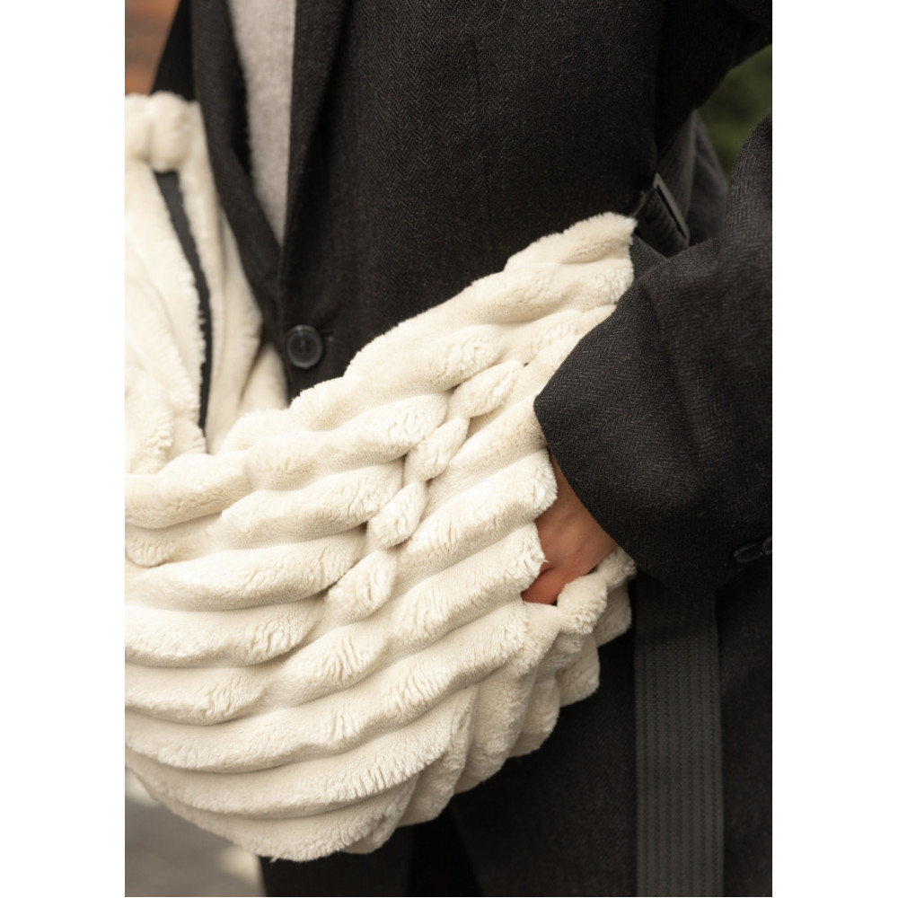 Женская сумка Sambag HOBO Bag-glove тканевая молочная 50×28×5 см (53400811)