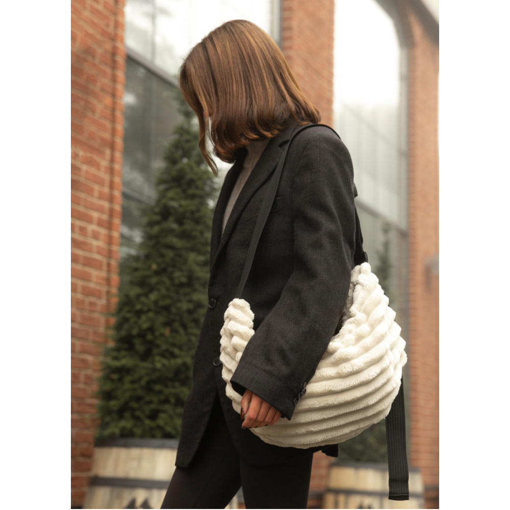 Женская сумка Sambag HOBO Bag-glove тканевая молочная 50×28×5 см (53400811)