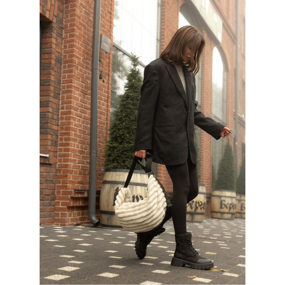 Женская сумка Sambag HOBO Bag-glove тканевая молочная 50×28×5 см (53400811)