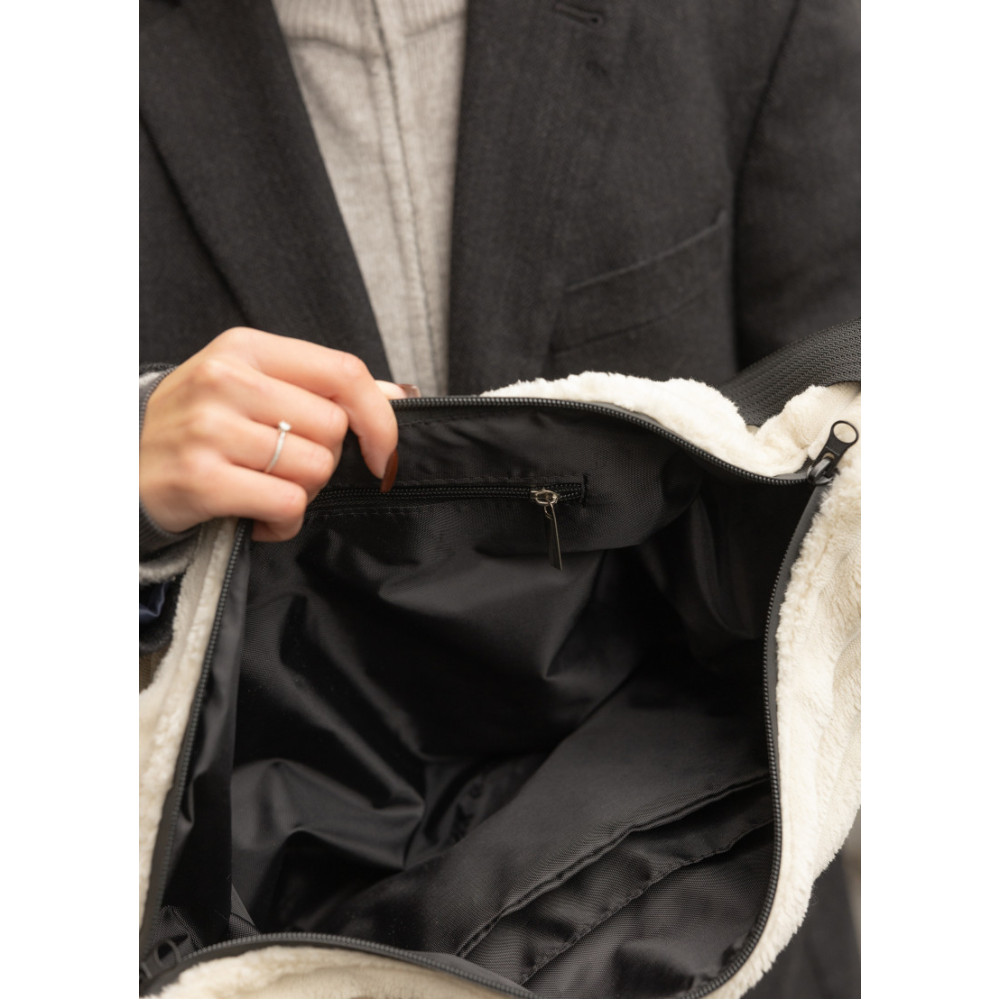 Женская сумка Sambag HOBO Bag-glove тканевая молочная 50×28×5 см (53400811)