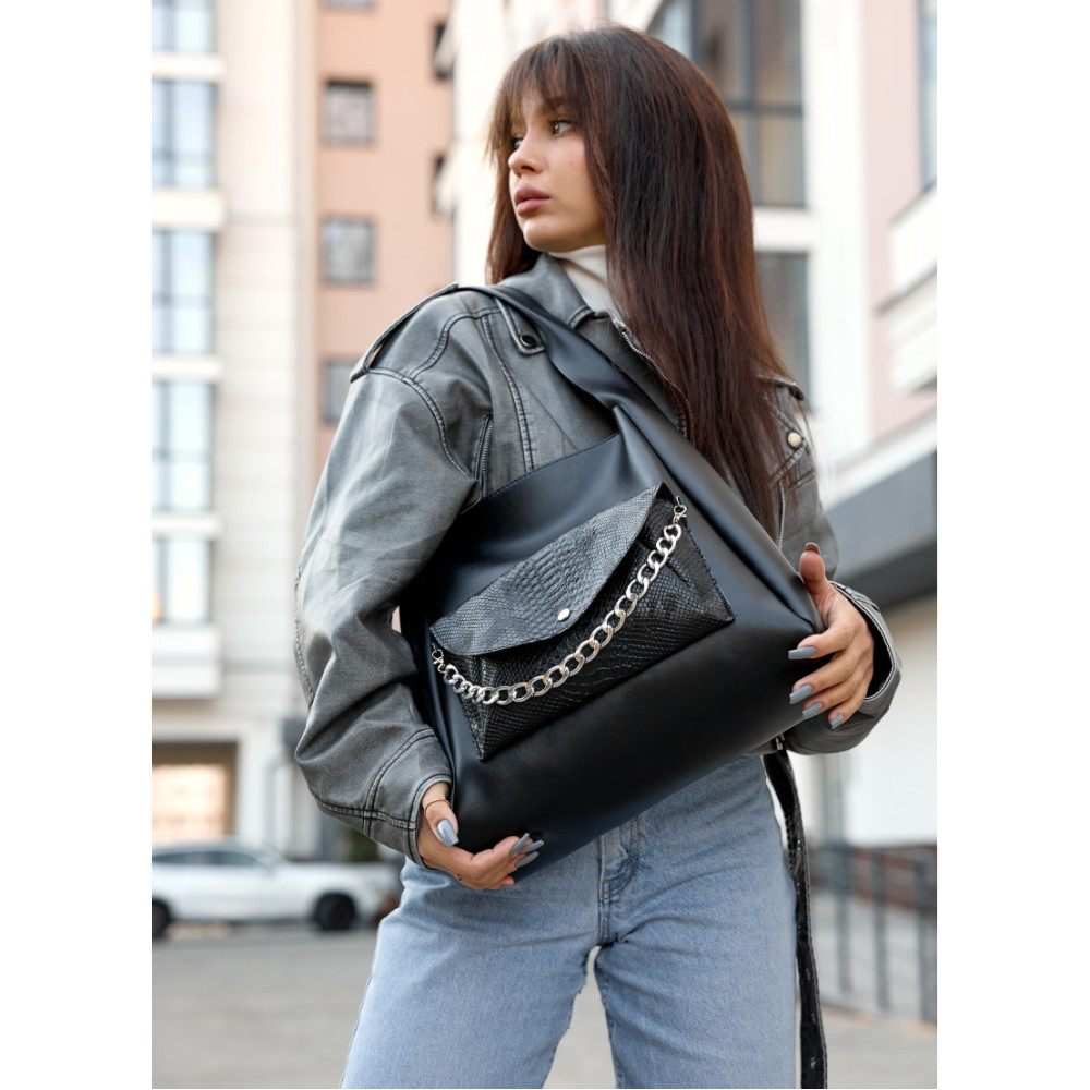 Сумка жіноча Sambag HOBO BLISS Чорна 34 х 31 х 12 см (53453070)