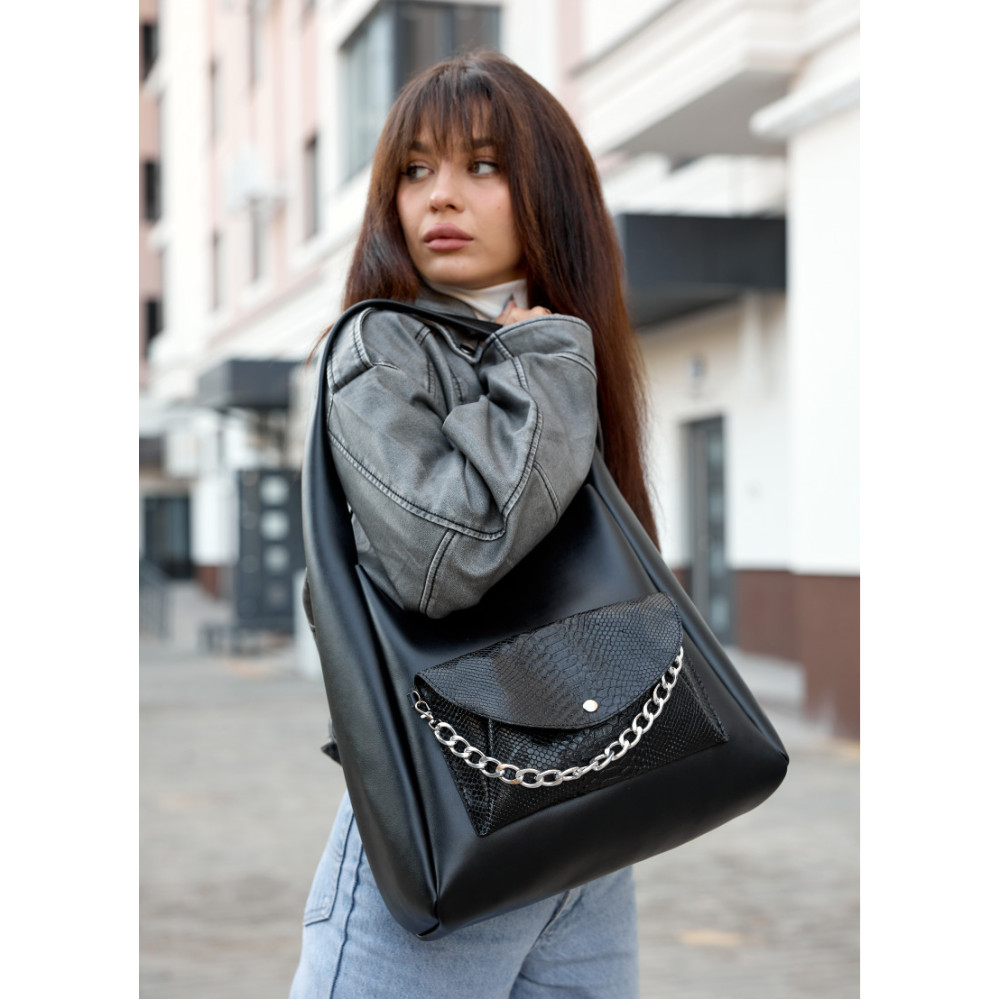 Сумка жіноча Sambag HOBO BLISS Чорна 34 х 31 х 12 см (53453070)