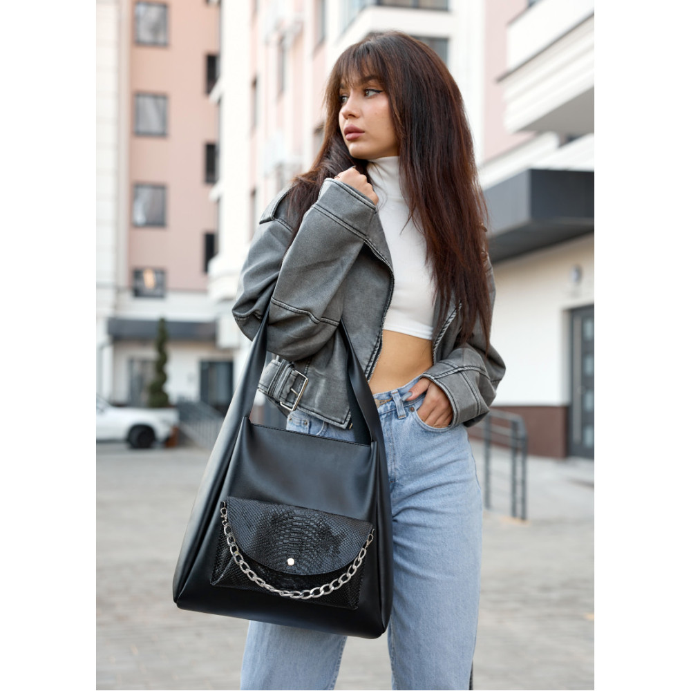 Сумка жіноча Sambag HOBO BLISS Чорна 34 х 31 х 12 см (53453070)