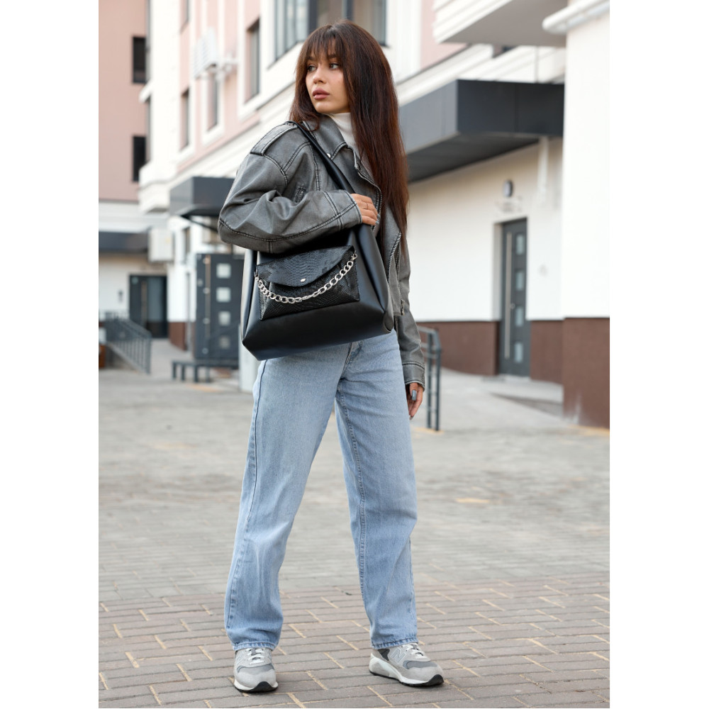 Сумка жіноча Sambag HOBO BLISS Чорна 34 х 31 х 12 см (53453070)