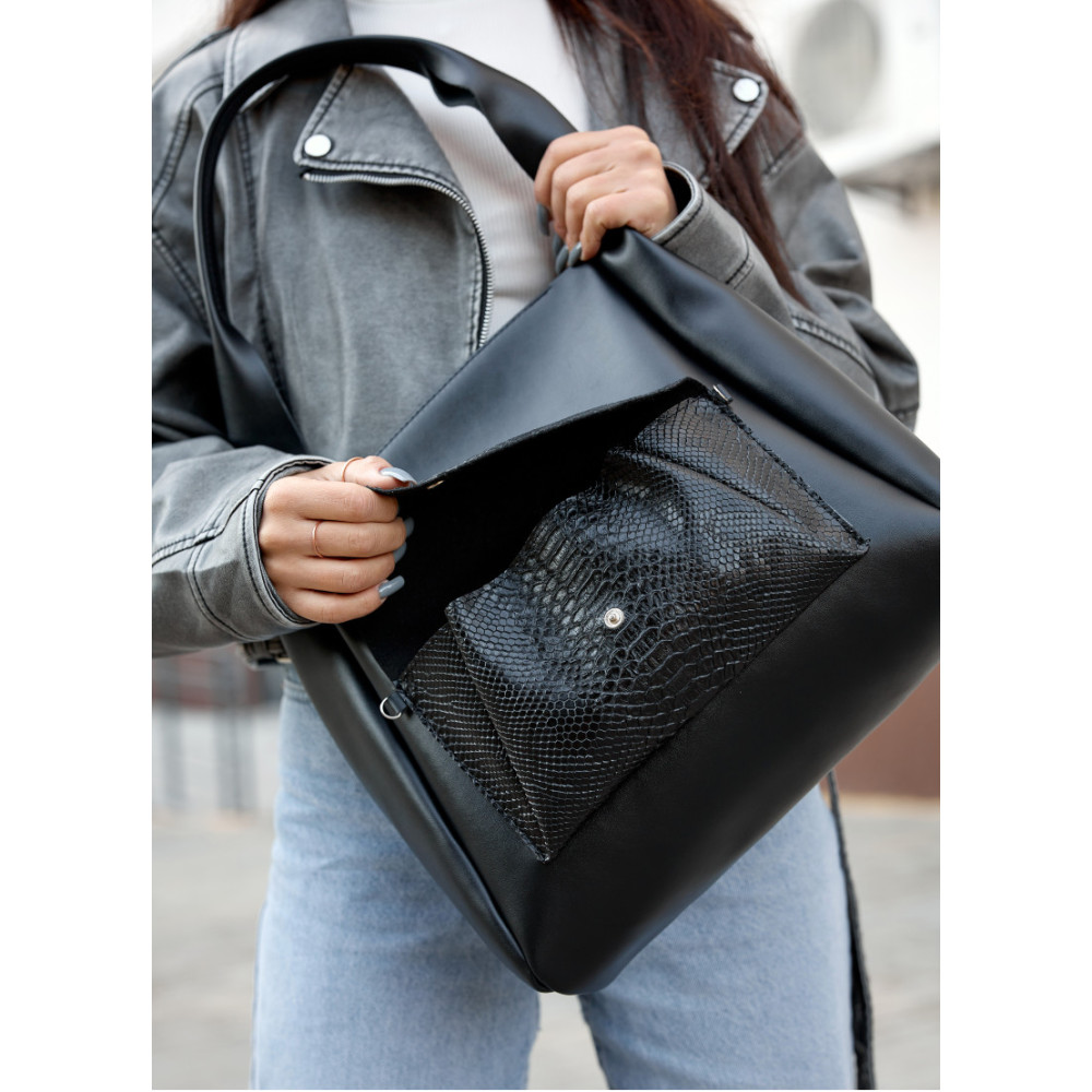 Сумка жіноча Sambag HOBO BLISS Чорна 34 х 31 х 12 см (53453070)