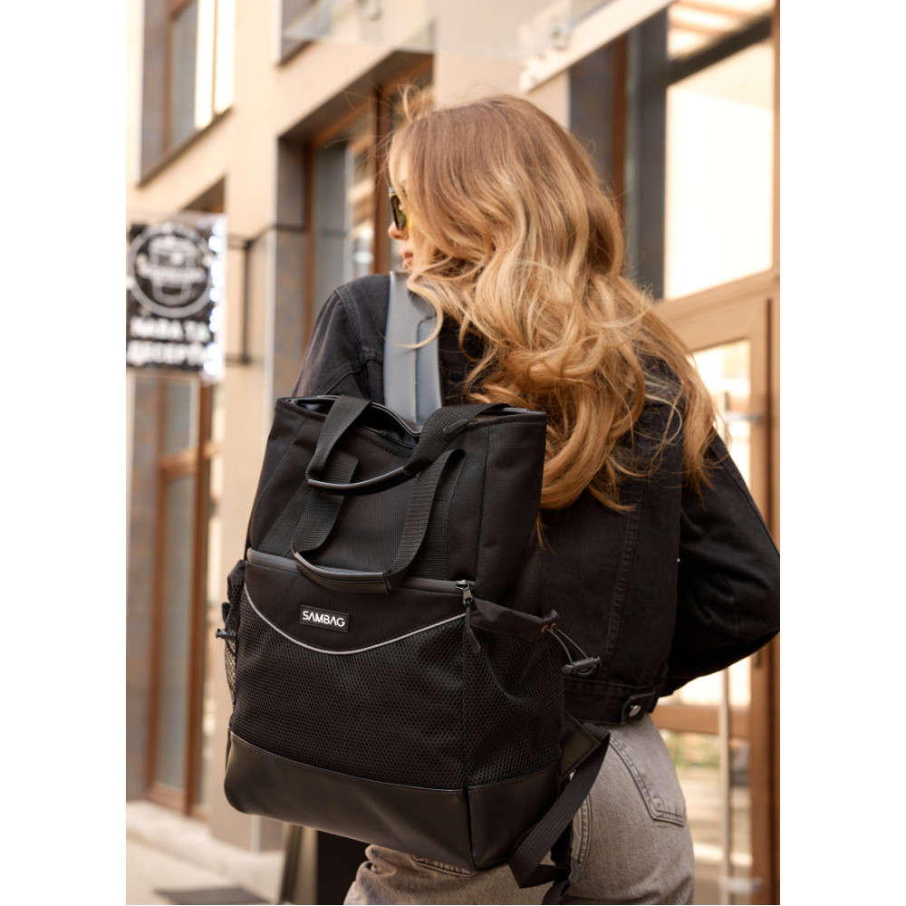 Жіноча сумка-рюкзак Sambag Cargo чорний оксфорд 45 х 31 х 15 см (93541165)