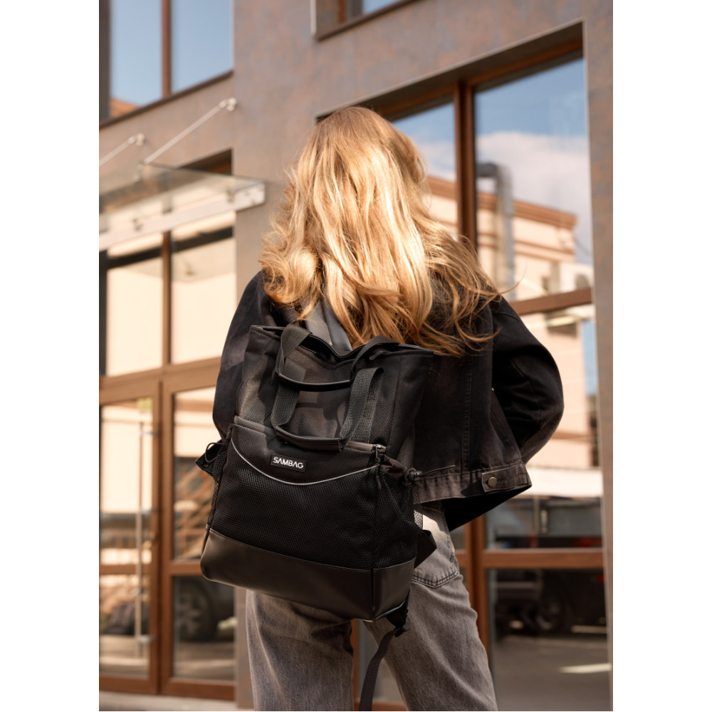 Жіноча сумка-рюкзак Sambag Cargo чорний оксфорд 45 х 31 х 15 см (93541165)