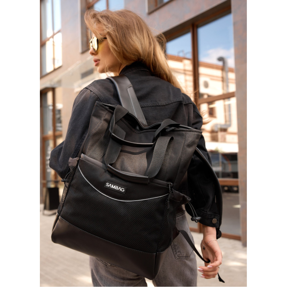 Жіноча сумка-рюкзак Sambag Cargo чорний оксфорд 45 х 31 х 15 см (93541165)