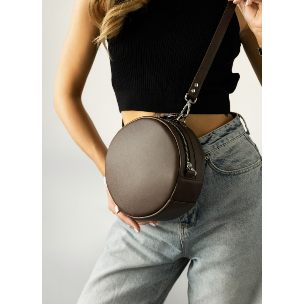 Жіноча кругла сумка Sambag Bale шоколадна 20 х 20 х 10 см (52200020)