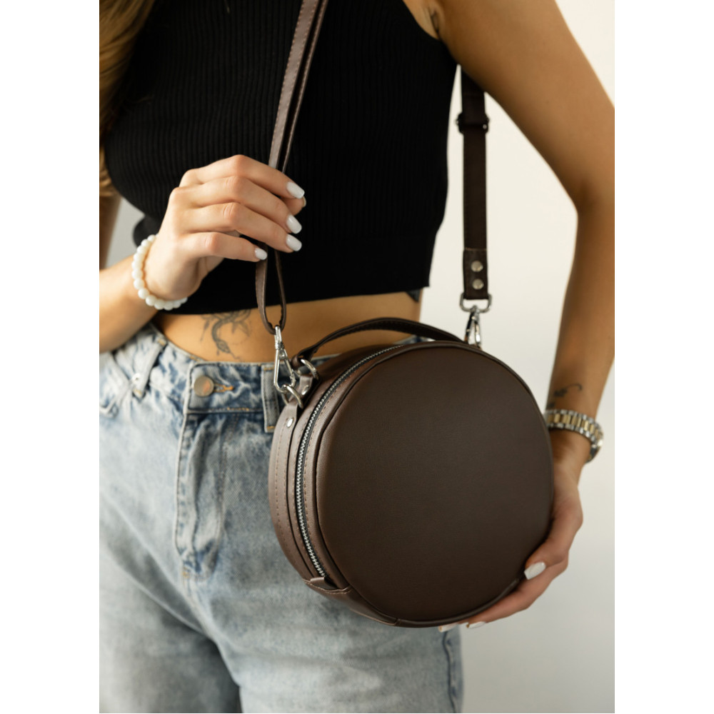 Жіноча кругла сумка Sambag Bale шоколадна 20 х 20 х 10 см (52200020)