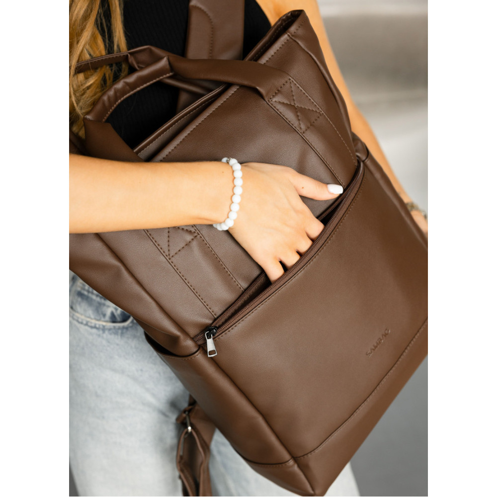 Жіноча сумка-рюкзак Sambag Cargo коричнева 45 х 31 х 15 см (93541020)