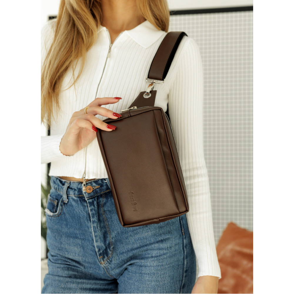 Женская сумка бананка Sambag HARVI шоколадная 24 × 16 × 6 см (88213020)