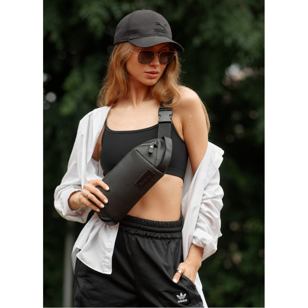 Жіноча сумка-бананка Sambag HOLSTER MSH Чорна 36 х 14 х 4 см (87113301)