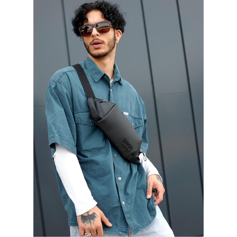 Чоловіча сумка-бананка Sambag HOLSTER MSH Чорна 36 х 14 х 4 см (87113301m)