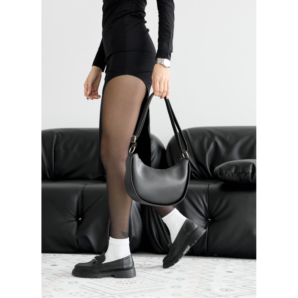 Женская сумка Sambag Leoma Baguette черная 25x9x16 см (54100001)