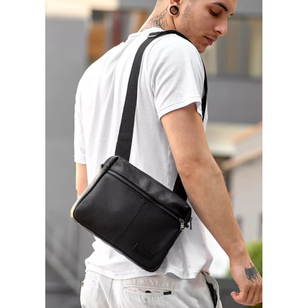 Чоловіча сумка месенджер Sambag Makros чорна 25 × 19 × 6 см (70103101)