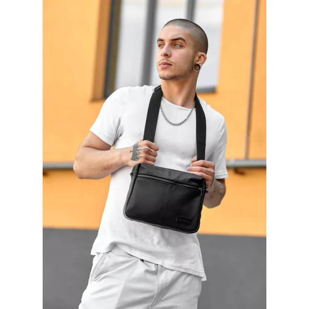 Чоловіча сумка месенджер Sambag Makros чорна 25 × 19 × 6 см (70103101)