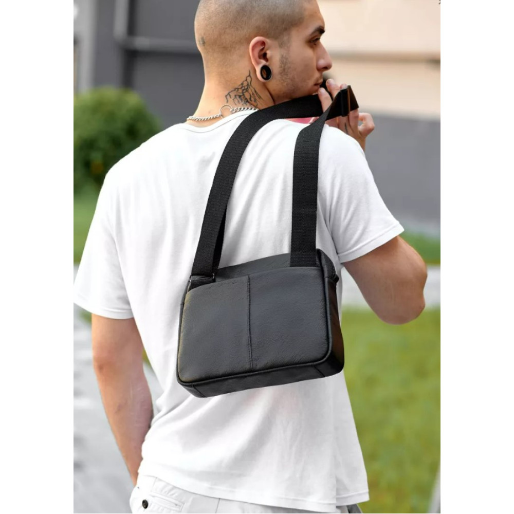 Чоловіча сумка месенджер Sambag Makros чорна 25 × 19 × 6 см (70103101)