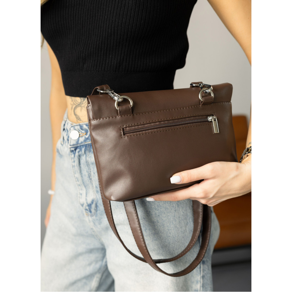 Женская сумка через плечо Sambag Rose шоколадная 23 х 17 х 4.5 см (94200020)