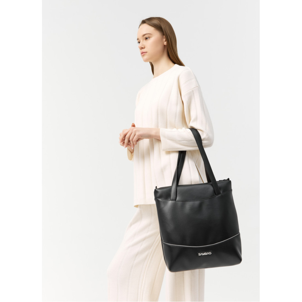Жіноча сумка Sambag Shoper NOVA чорна 34 х 30 х 7 см (93140101)