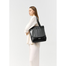 Женская сумка Sambag Shoper NOVA черная с принтом "Dots" 34 х 30 х 7 см (93140301)