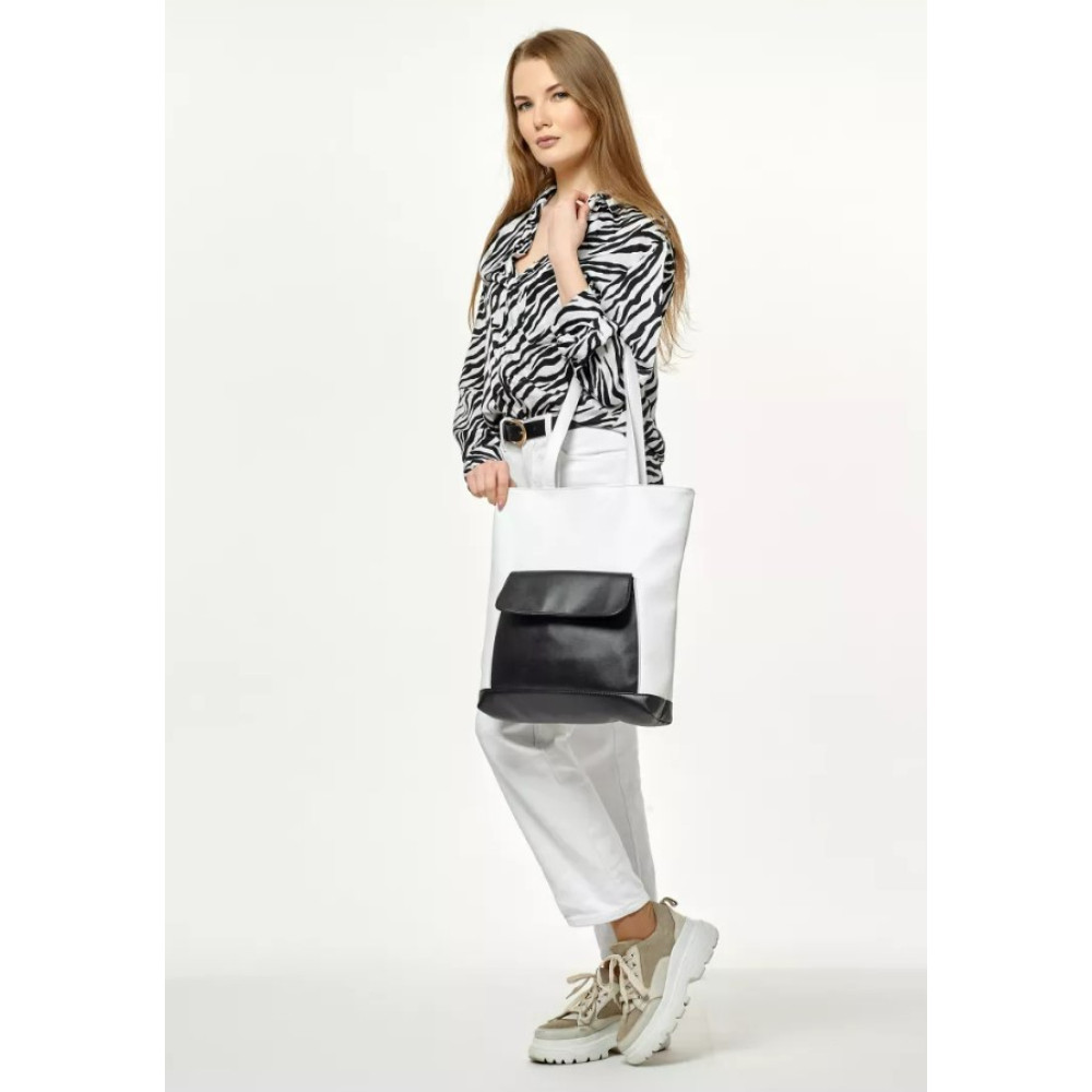 Шопер жіночий Sambag Shopper білий з чорним 41 х 30 х 10 см (93251008)