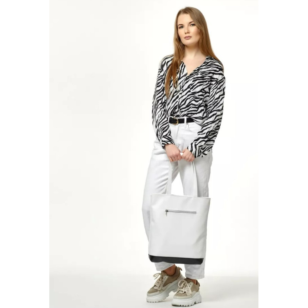 Шопер жіночий Sambag Shopper білий з чорним 41 х 30 х 10 см (93251008)
