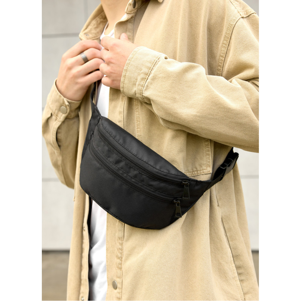 Сумка на пояс бананка Sambag Tirso LTH черный тканевый 31 х 12 х 5 см (80331065m)