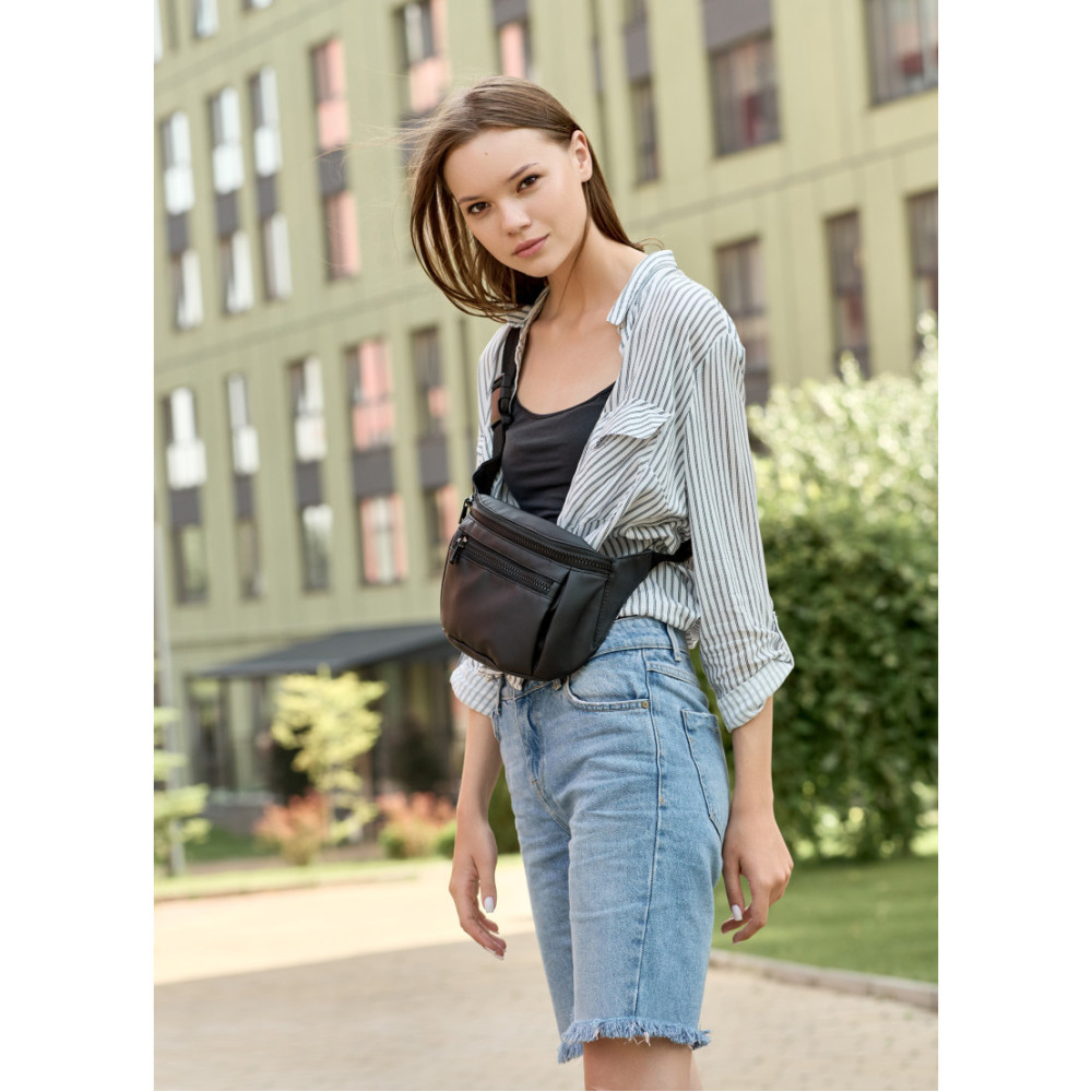 Жіноча сумка бананка Sambag Tirso Max чорна 38 × 17 × 6 см (80348001)