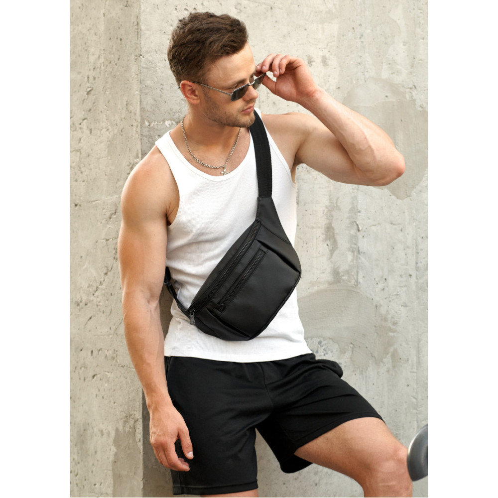 Чоловіча сумка бананка Sambag Tirso MAX чорна 38 × 17 × 6 см (80348001m)