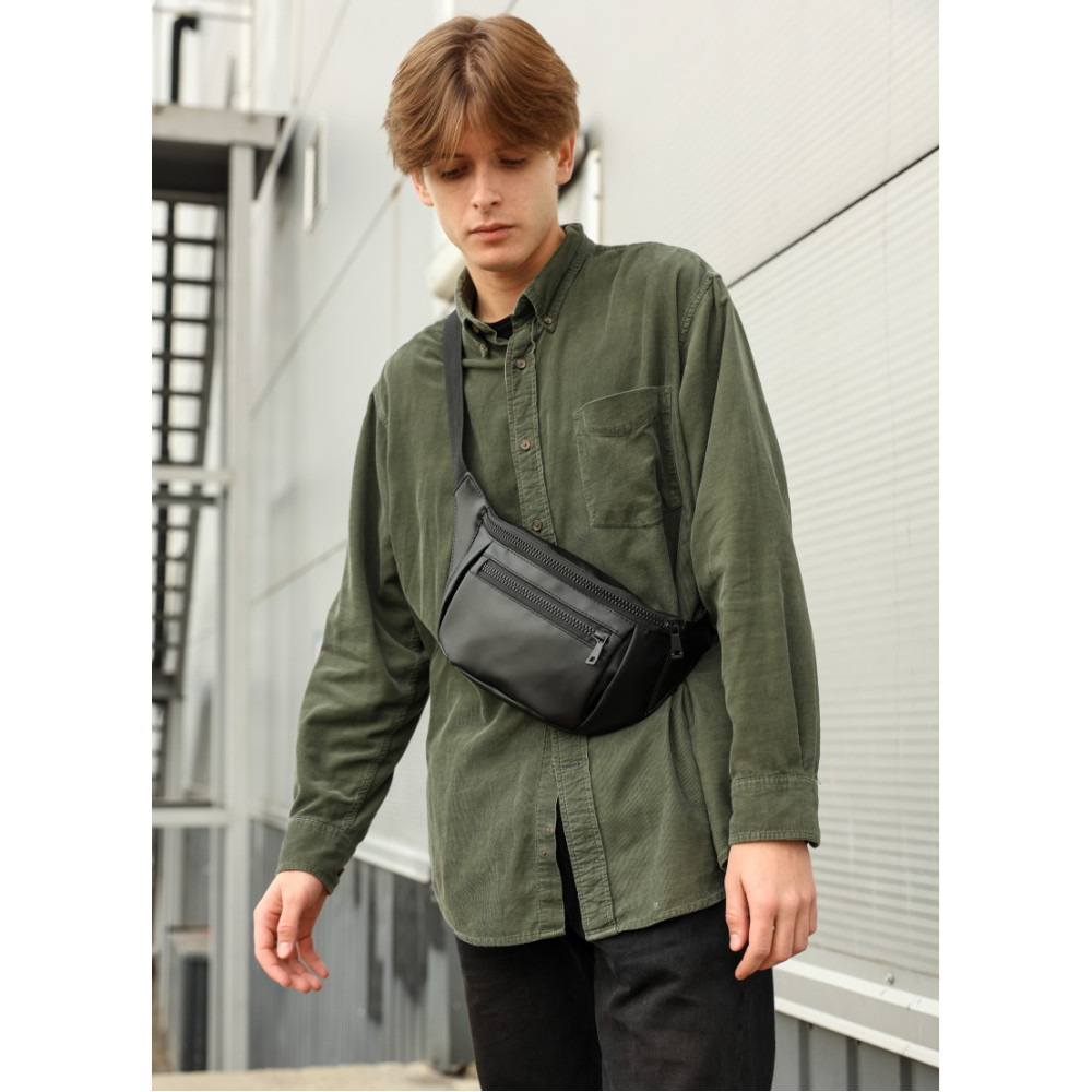 Чоловіча сумка бананка Sambag Tirso MAX чорна 38 × 17 × 6 см (80348001m)
