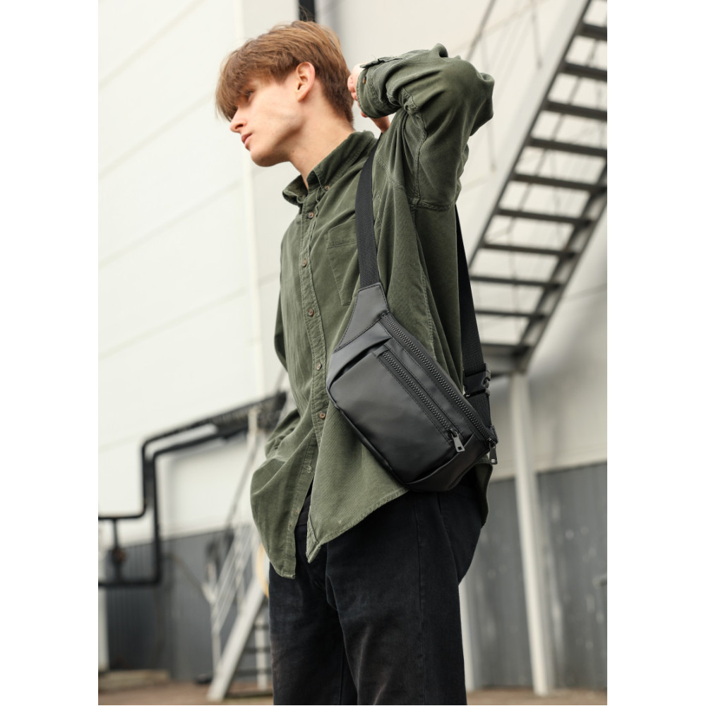 Чоловіча сумка бананка Sambag Tirso MAX чорна 38 × 17 × 6 см (80348001m)