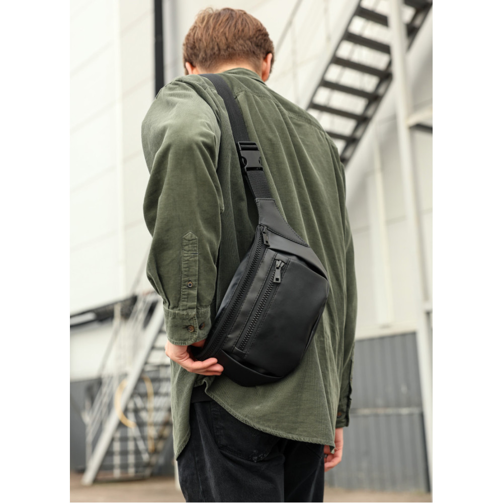 Чоловіча сумка бананка Sambag Tirso MAX чорна 38 × 17 × 6 см (80348001m)